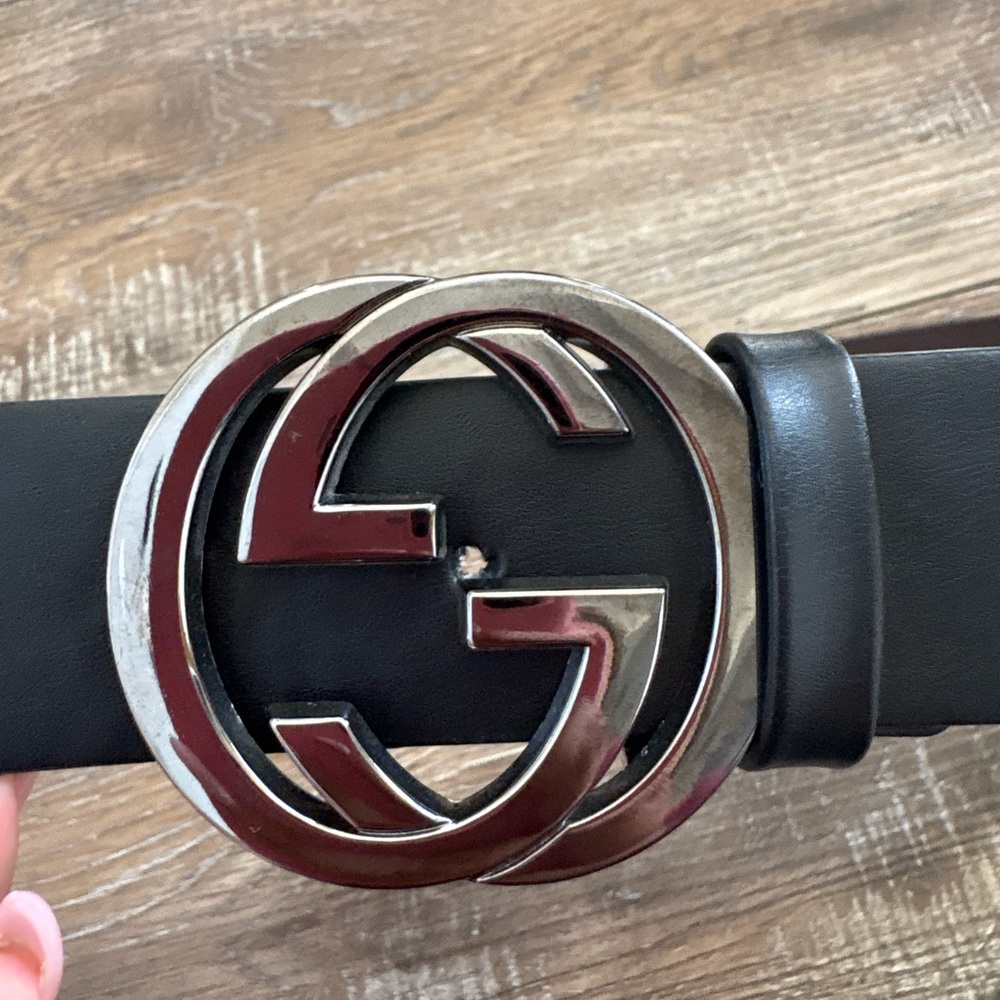 Gucci Brown Leather Men's Belt with silver Logo size 50 Italian - men’s us 34-36